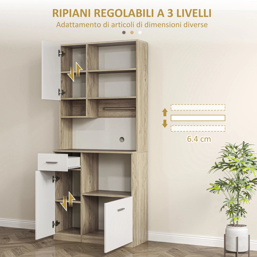 Armadio Dispensa con Cassetto e Ripiani ¨C Minimal ¨C Bianco 80x35x180 cm