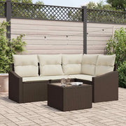 Set Divano da Giardino 5 pcs Marrone e Crema polyrattan 3355377