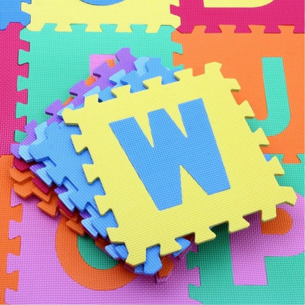 Trade Shop - Tappeto Puzzle Per Bambini Set 36 Pezzi Gioco Tappetino Lettere Alfabeto Gomma -