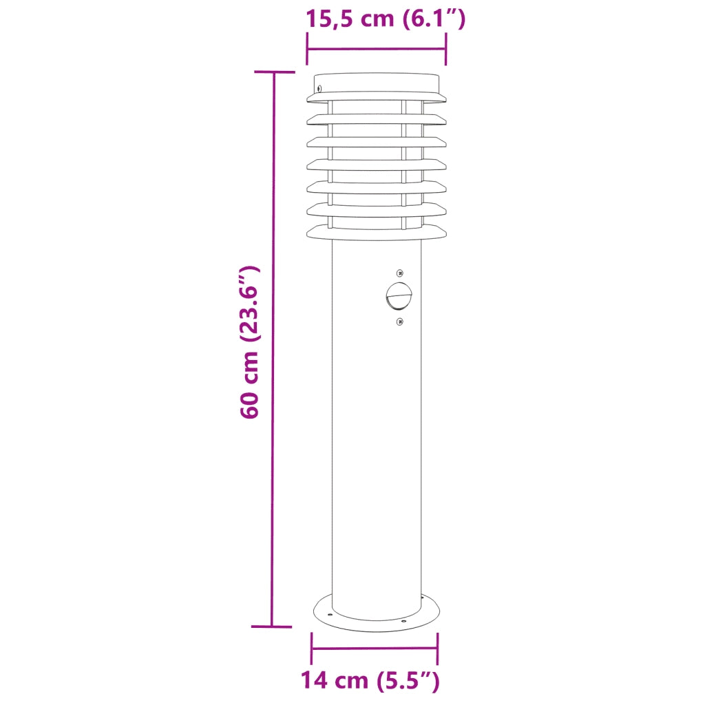 Lampade da Terra per Esterni Sensore 3 pz Argento 60 cm Acciaio 4006366