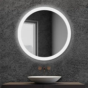 Specchio bagno 80 cm tondo con cornice LED serigrafata bianco naturale