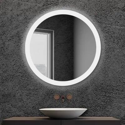 Specchio bagno 80 cm tondo con cornice LED serigrafata bianco naturale
