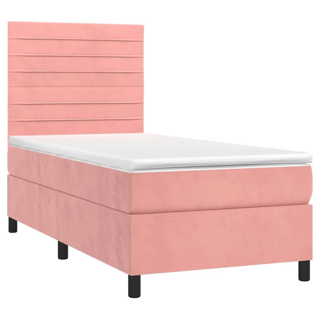 Giroletto a Molle con Materasso Rosa 90x190 cm in Velluto 3143060
