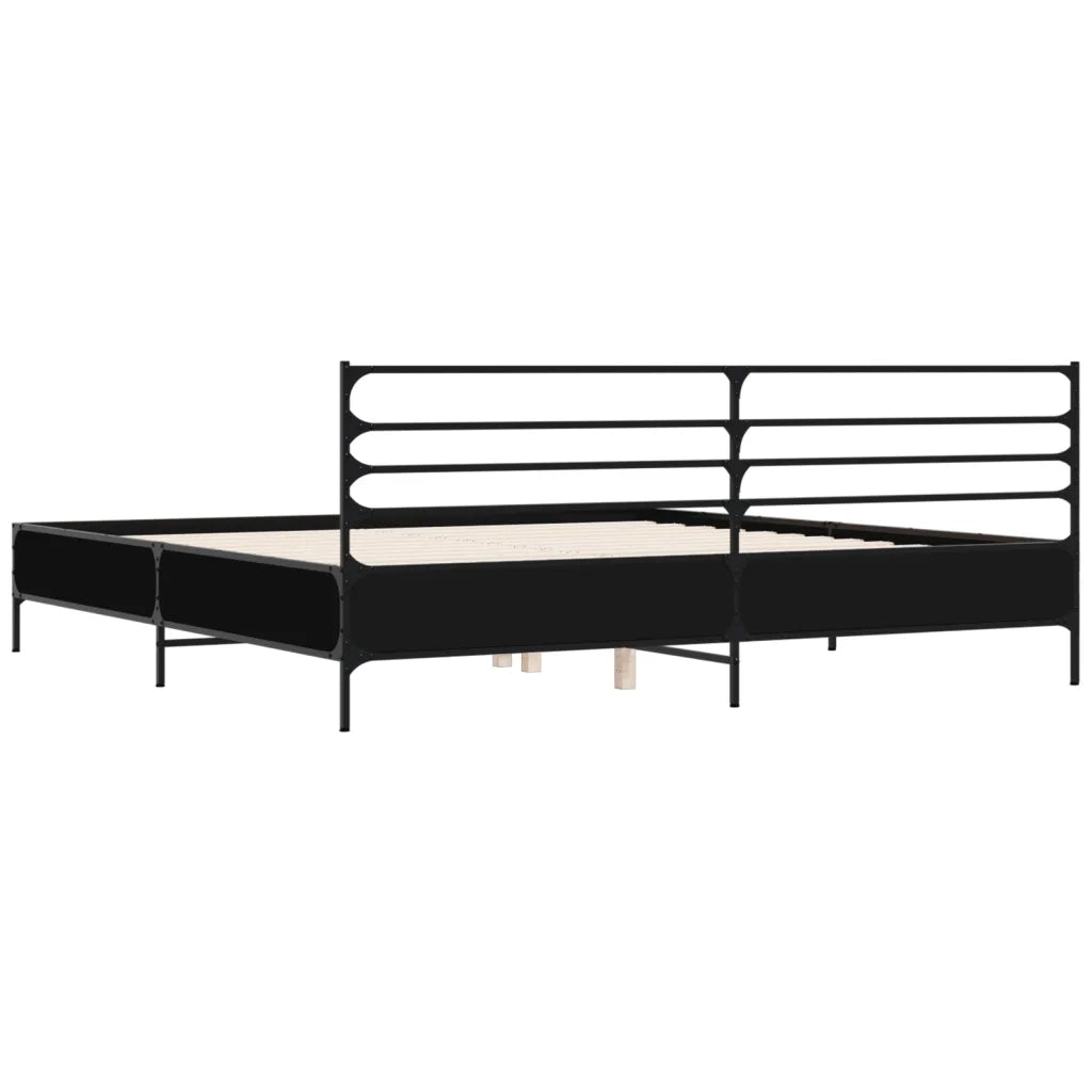 Giroletto Nero 180x200 cm in Legno Multistrato e Metallo 3280057