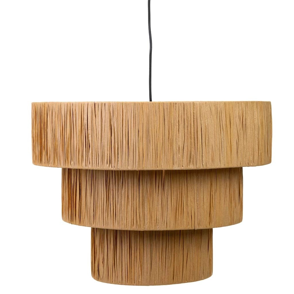 Lampada soffitto rafia e metallo marrone 51x51x37h cm
