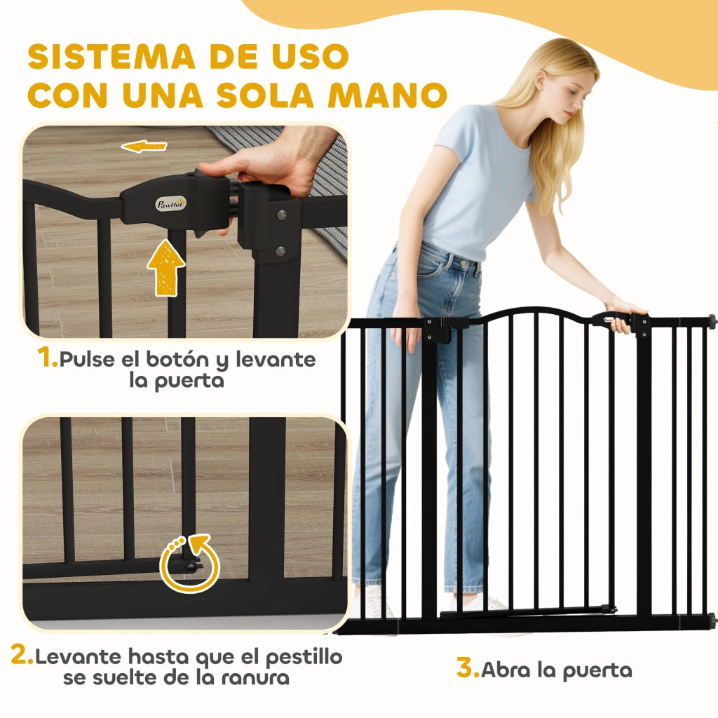 Barriera per Cani Regolabile 74-100 cm con 2 Estensioni ¨C Minimal ¨C Nero