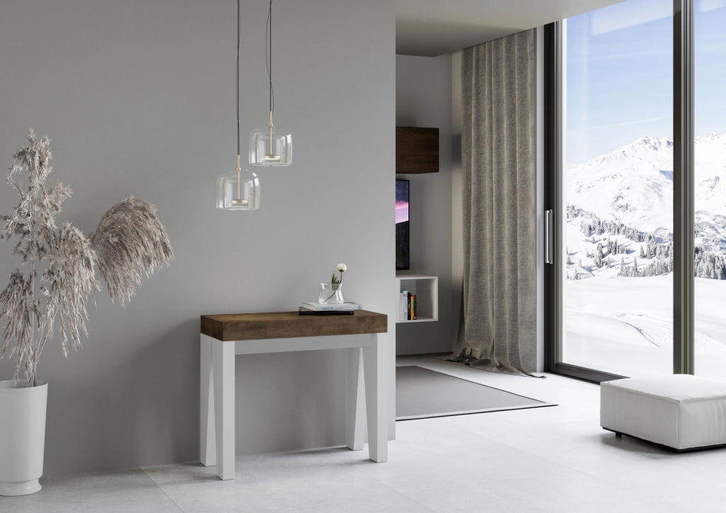 Consolle allungabile 90x40/300 cm Naxor Mix piano Noce - struttura Bianco Frassino