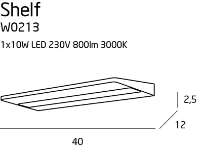 Applique moderna bianca rettangolare Shelf LED 10W Maxlight