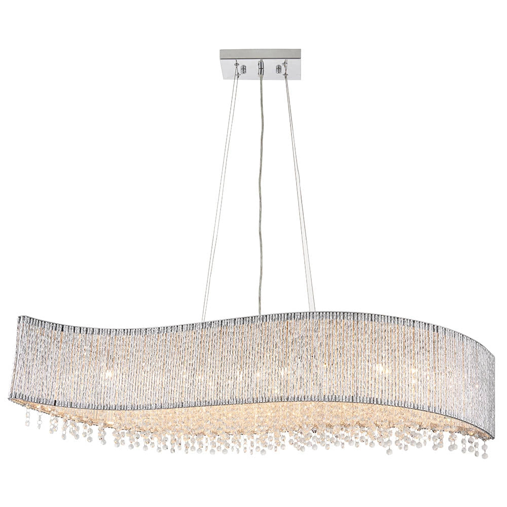 Lampada sospensione glamour cromata onda 8xG9 Galina