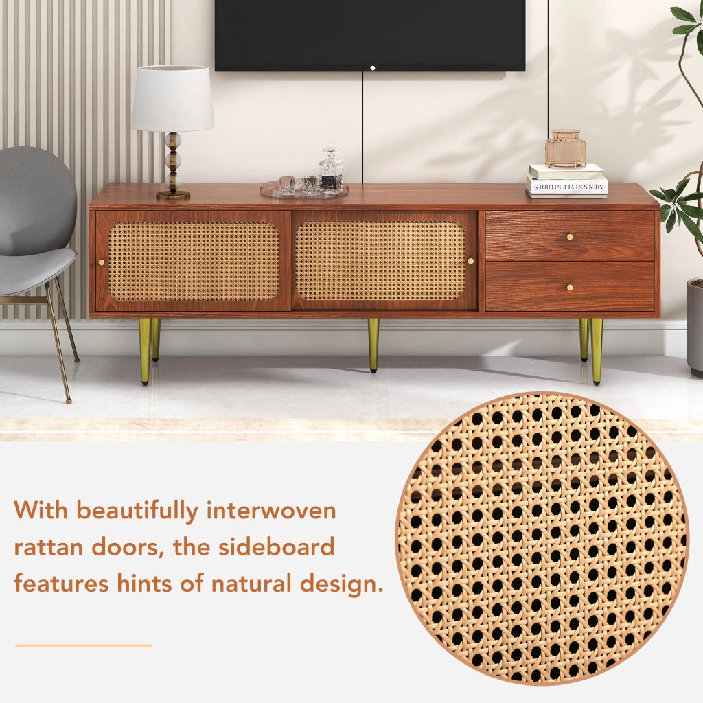 Cassettiera per TV noce MDF lunghezza 160 cm