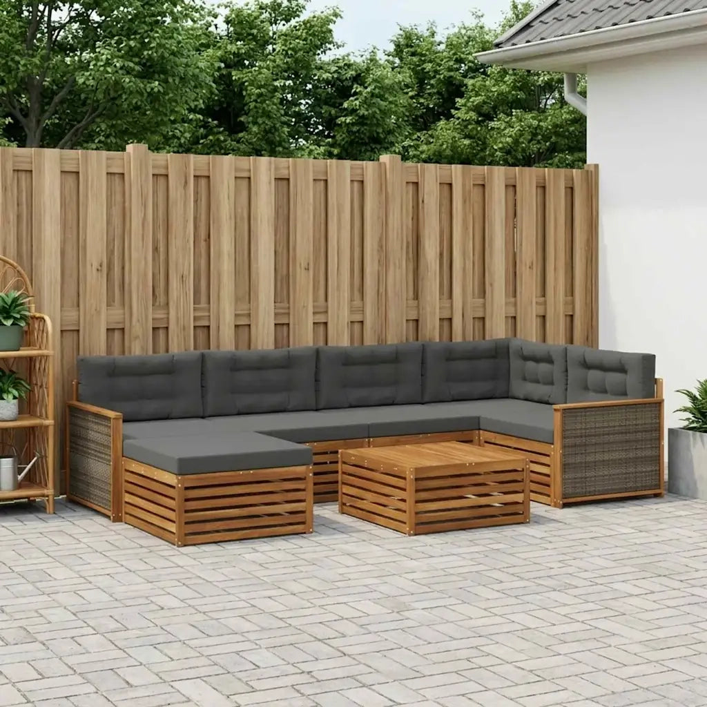 Set di divani da esterno con cuscino 7 pcs Naturale e Antracite 3383590