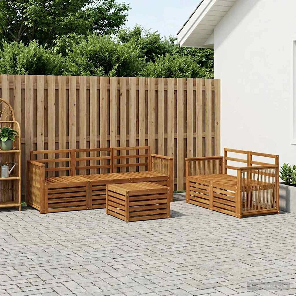 Set di divani da esterno 6 pz Naturale Legno di Acacia Massello 3384025