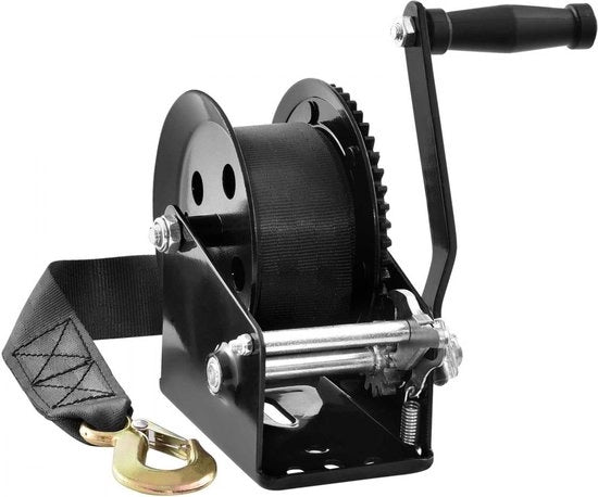 Manubrio a mano per veicoli e barche, 725,7kg, 224x151x177mm, 2 vie, 1 velocità, con circa 10m di cinghia in poliestere, manubrio a mano con impugnatura ergonomico.