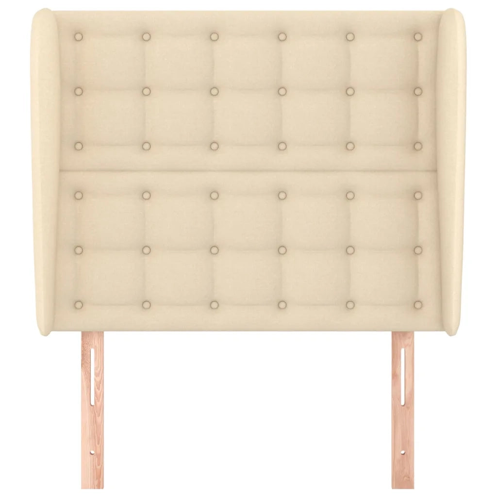 Testiera ad Orecchio-Testata con Orecchie Crema 93x23x118/128 cm in Tessuto 659540