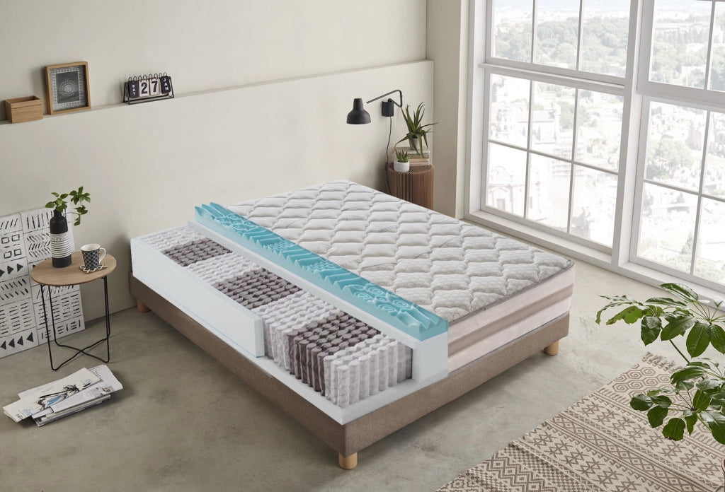 Materasso Singolo 90x200 800 molle e Memory Foam - 9 zone differenziate - sfoderabile - alto 25 cm