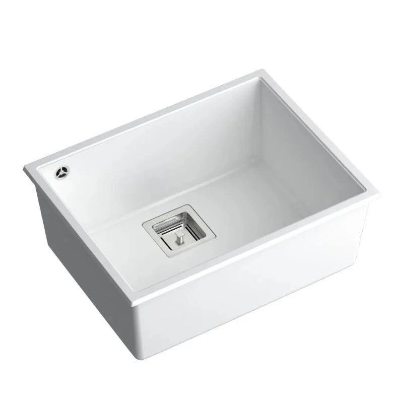 Lavello In Granito David 50 White Tappo rame spazzolato