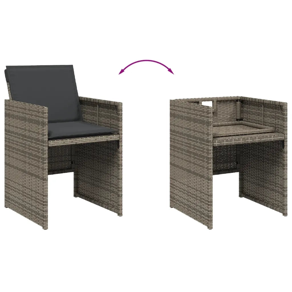 Set da Pranzo da Giardino 13pz con Cuscini Grigio in Polyrattan 3277717