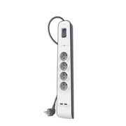 Multipresa Sovratensione 4 Prese / 2 Porte USB-A Cavo 2 m Robusto Bianco / Grigio Belkin