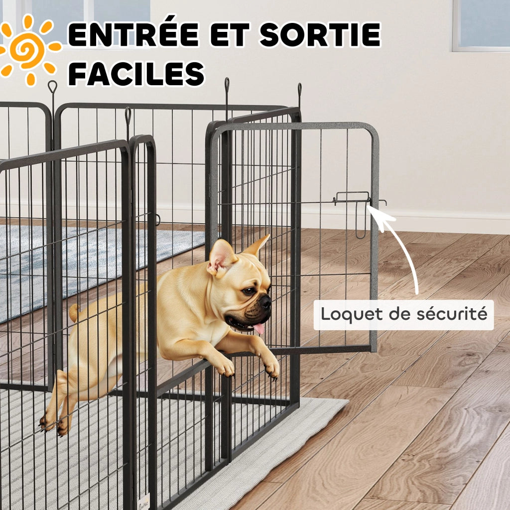 Recinto per cani 12 panelli ¨C zephmum ¨C modulabile pieghevole 68x80 nero