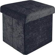 Pieghevole poltrona con spazio di stoccaggio - versatile e pratico - 1 pezzo - velluto nero - 30x30x30 cm