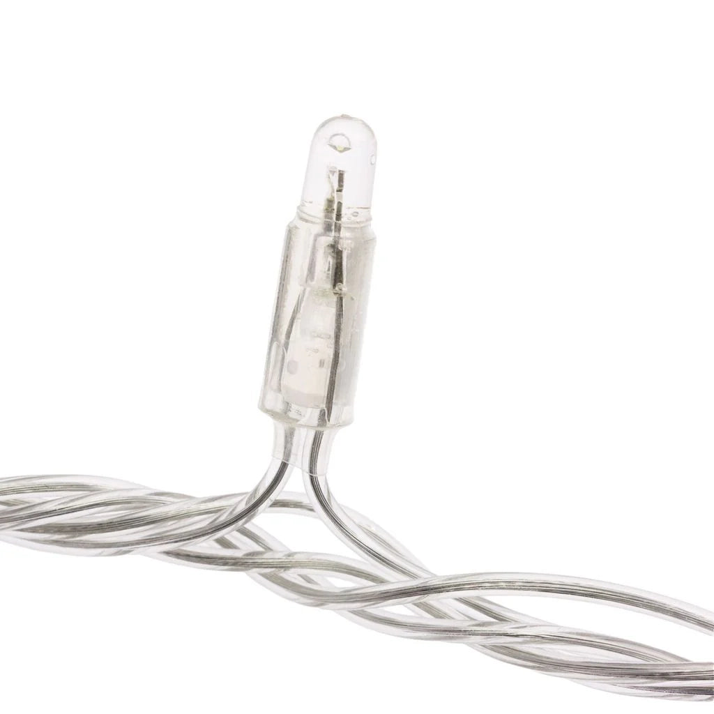 Tenda con maxiled bianco caldo o bianco freddo, cavo trasparente, prolungabile diverse misure - bianco-caldo - 0.5 M -.
