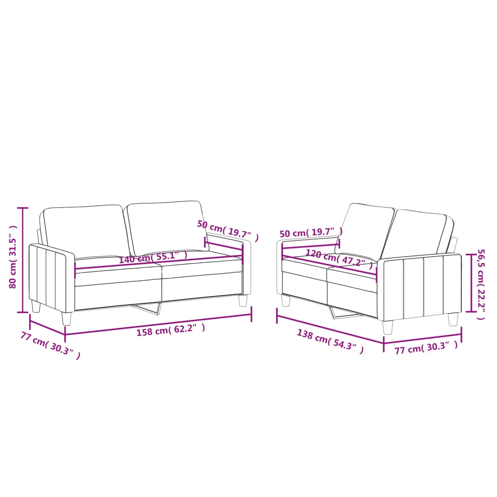 Set di Divani 2 pz con Cuscini crema in Similpelle 3201409