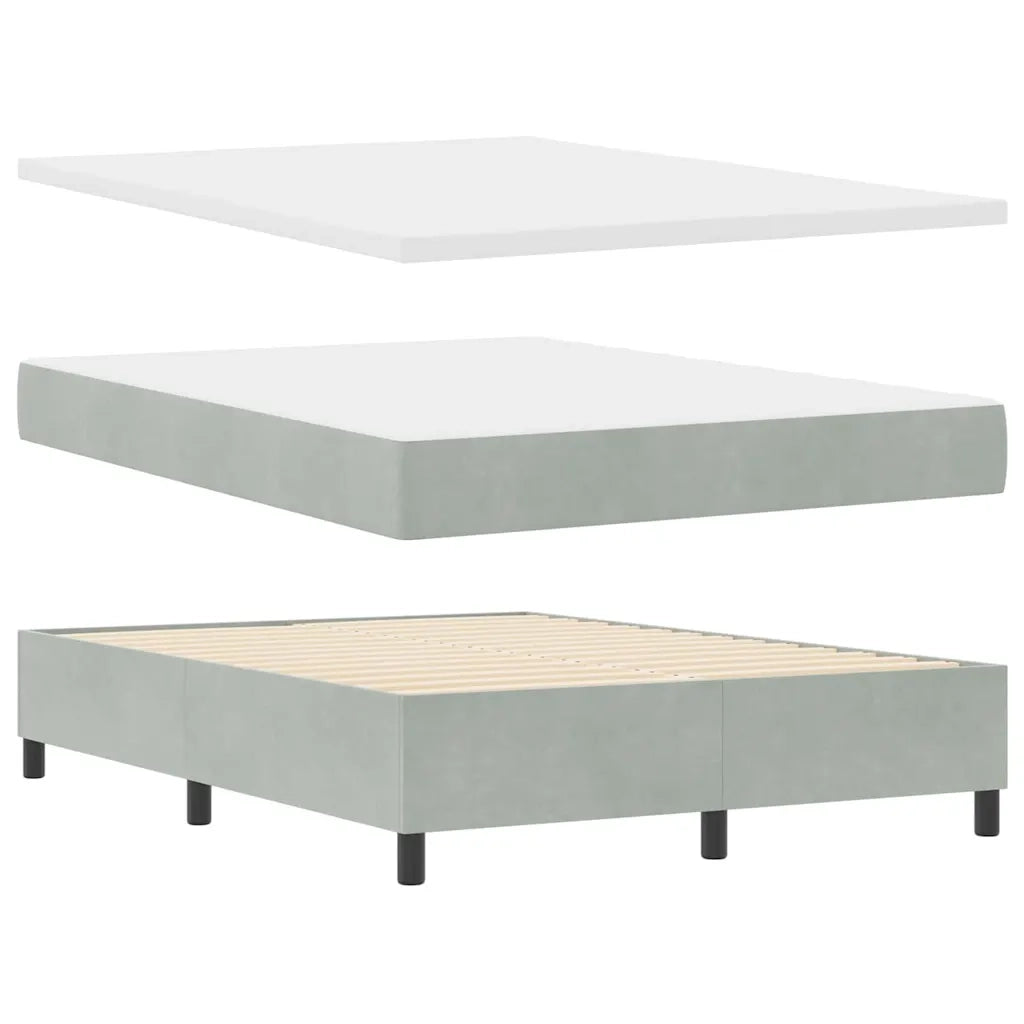 Letto a molle con materasso Grigio chiaro 140 x 200 cm Velluto