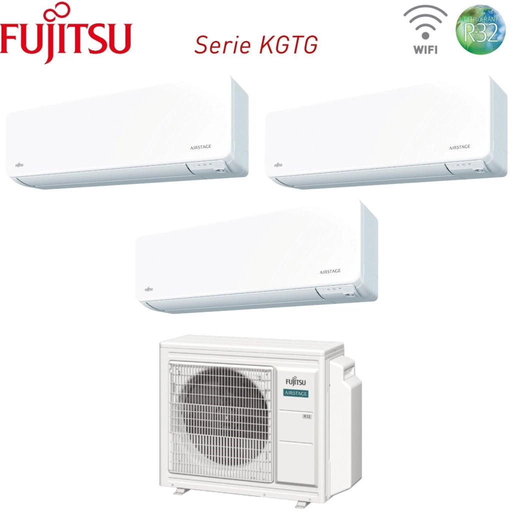 Climatizzatore Condizionatore Fujitsu Trial Split Inverter serie KG AIRSTAGE 7+7+12 con AOEG24KBCA3 R-32 Wi-Fi Integrato 7000+7000+12000