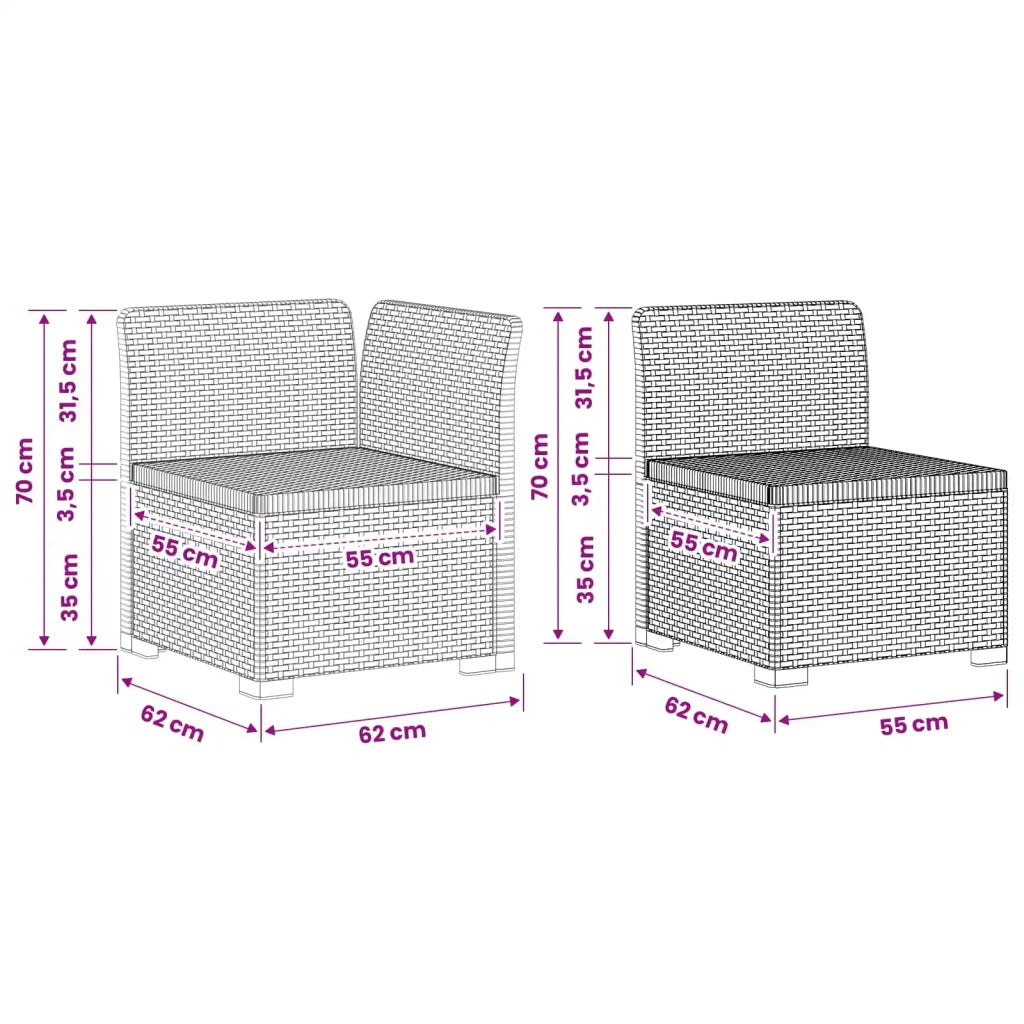 Divano da Giardino 5 Posti Stile Rattan PP Grigio Chiaro 3444033