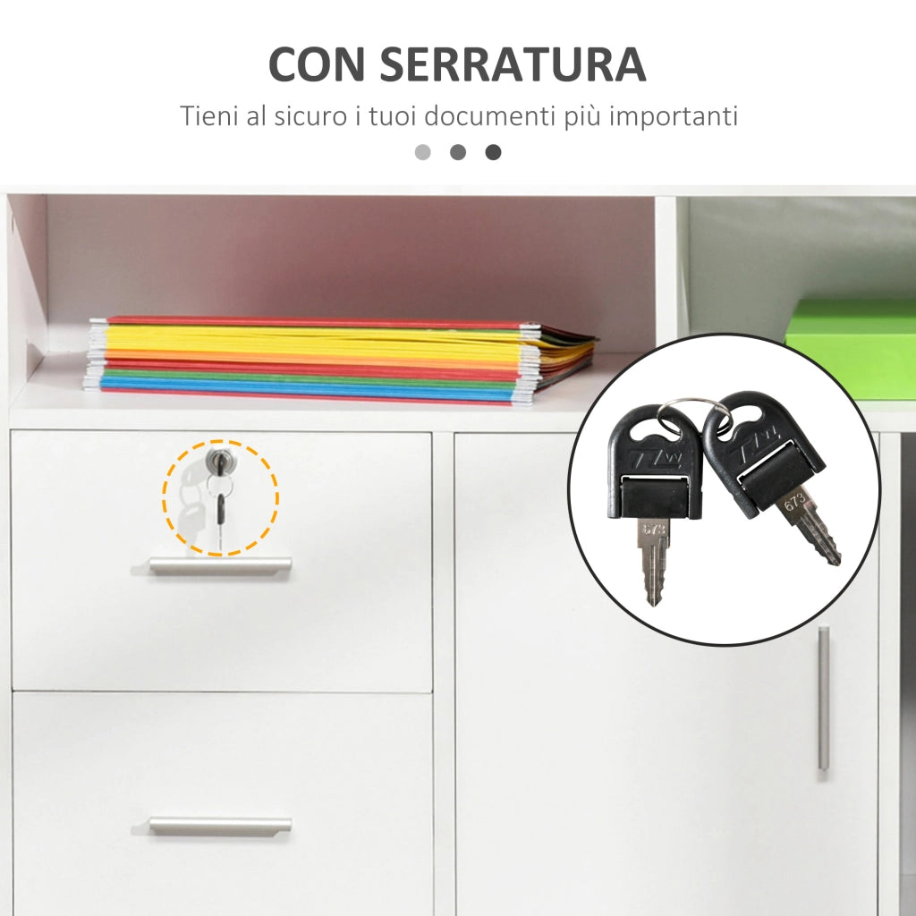Scrivania con Cassetti e Ripiani ¨C Minimal ¨C Bianco 100x35x65 cm