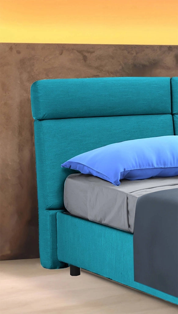 Letto Matrimoniale Alcatron, Letto Matrimoniale Sfoderabile Made in Italy, Azzurro
