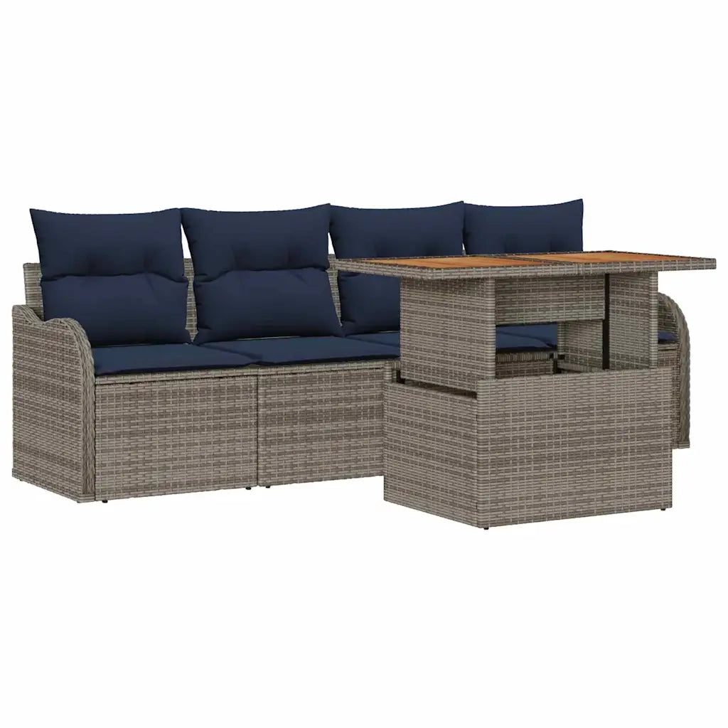 Set Divano da Giardino 5 pz grigio e blu navy 3349394