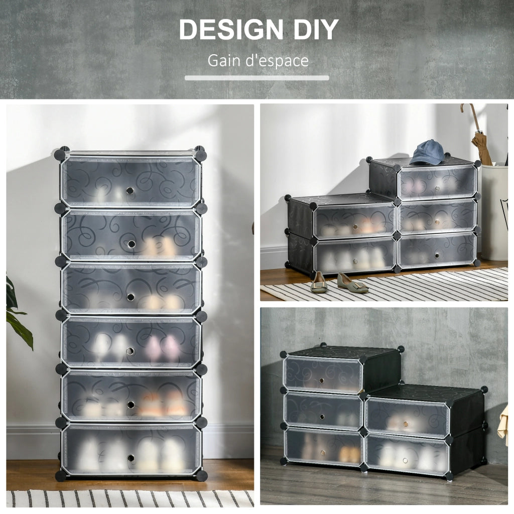 Mobile contenitore modulare 6 cubi scarpe ¨C Minimal ¨C nero