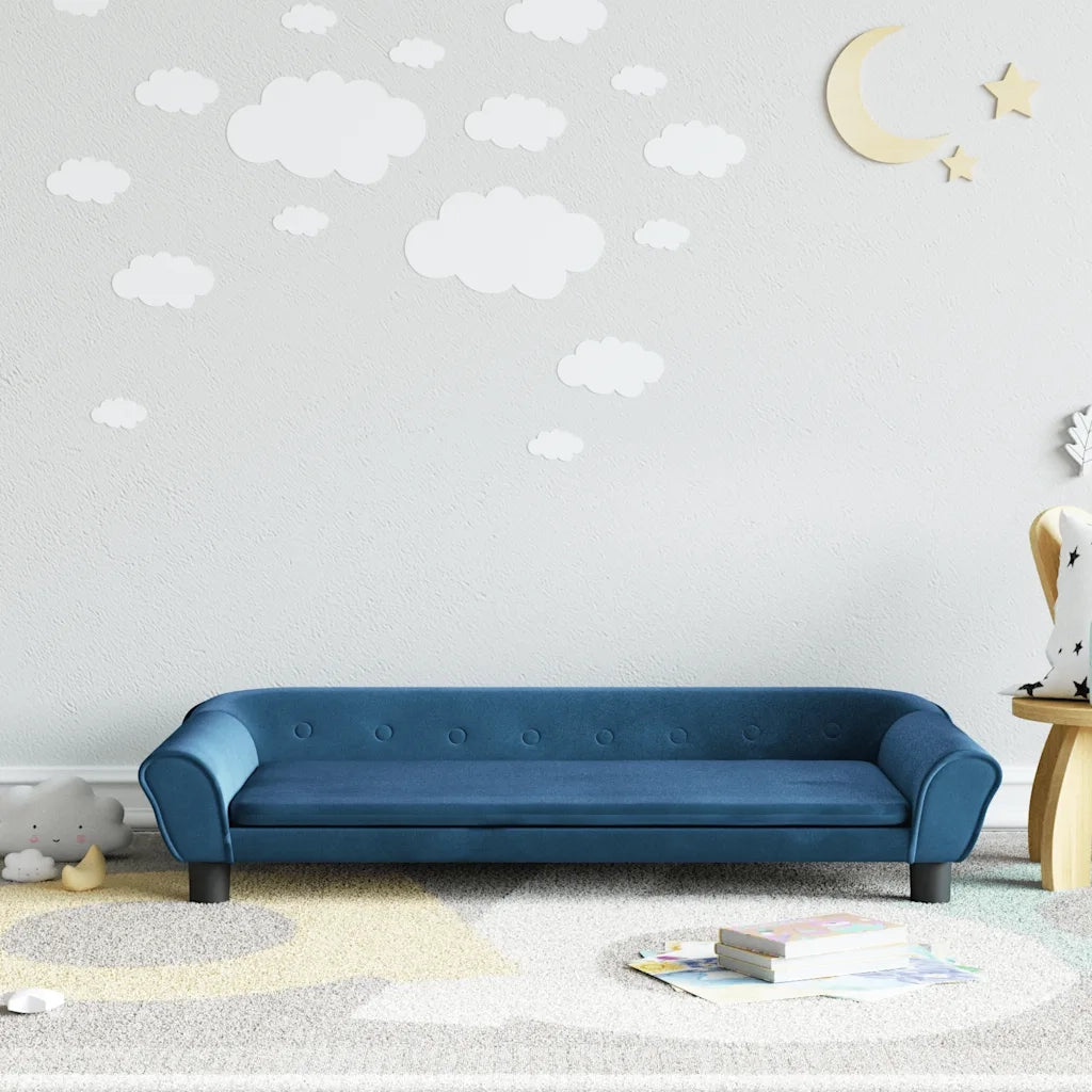 Divano per Bambini-Sofa-Divanetto Blu 100x50x26 cm in Velluto