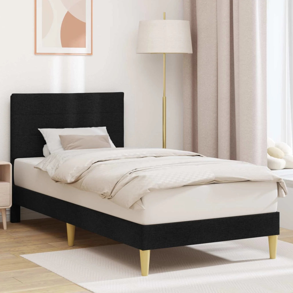Struttura del letto con testiera-Giroletto Nero 90 x 190 cm Tessuto 297570