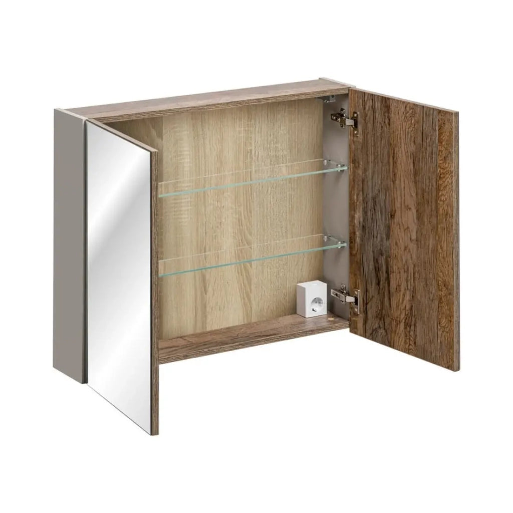 Mobile da bagno VANTA 80 cm taupe – Porte a battente con specchi