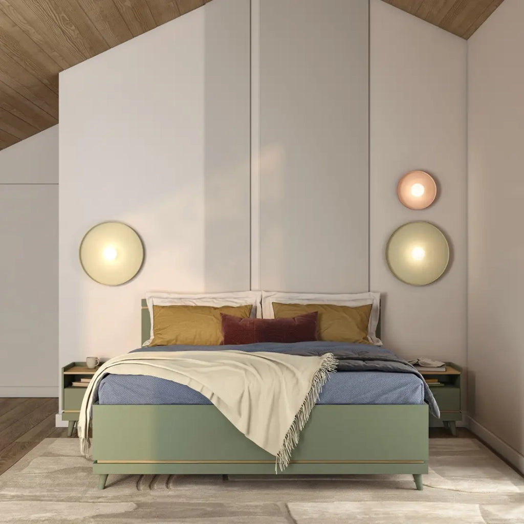 Letto NOKI – 180x200 cm verde e legno – Stile scandinavo