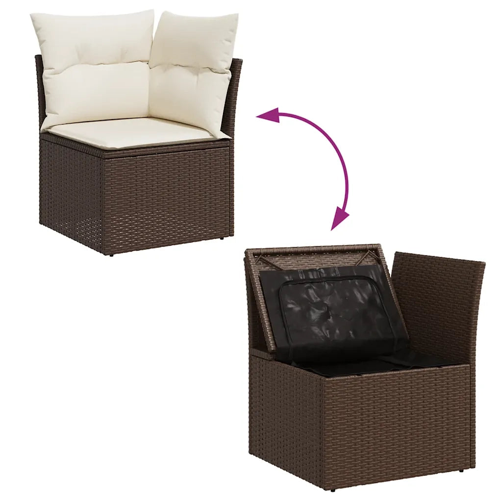 Set Divani da Giardino 11 pz con Cuscini Polyrattan Marrone 3326554