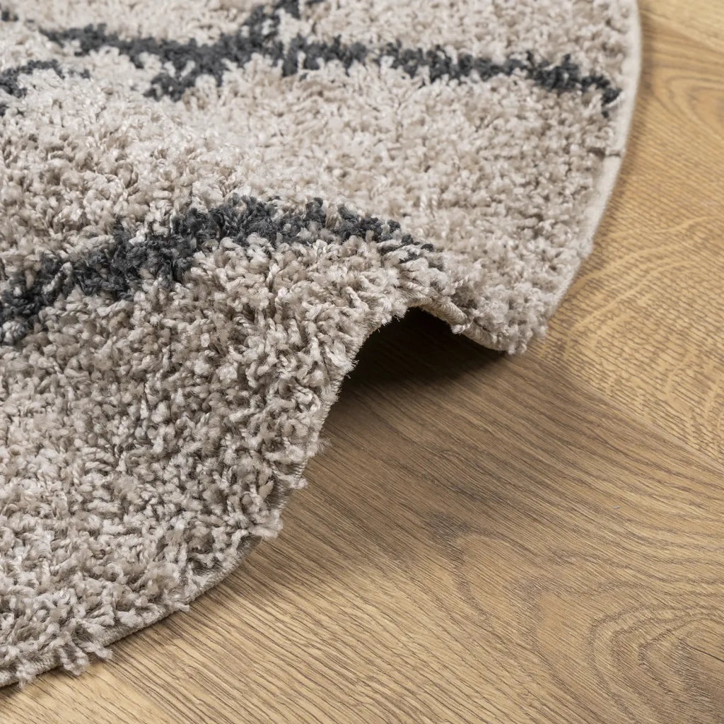 Tappeto del soggiorno | Tappeto Shaggy PAMPLONA a Pelo Lungo Beige e Antracite ? 100 cm