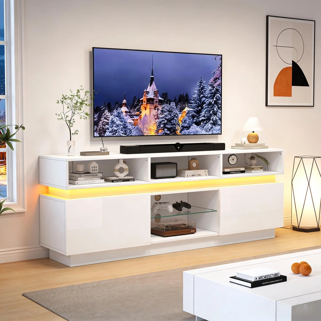 Cassettiera TV bianca in MDF lunghezza 160 cm