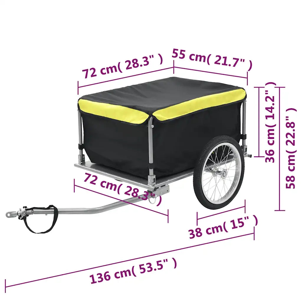 Rimorchio da Bici Nero e Giallo 65 kg CFW7908659