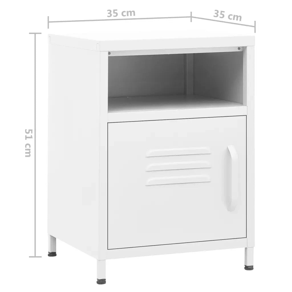 Comodino | Armadio da Notte | Mobiletto da notte Bianco 35x35x51 cm in Acciaio