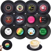 Vinili 12 pezzi supporti per piatti - Supporti per piatti retro per bicchieri e bicchieri - Stile nostalgico, antiscivolo e resistente al calore