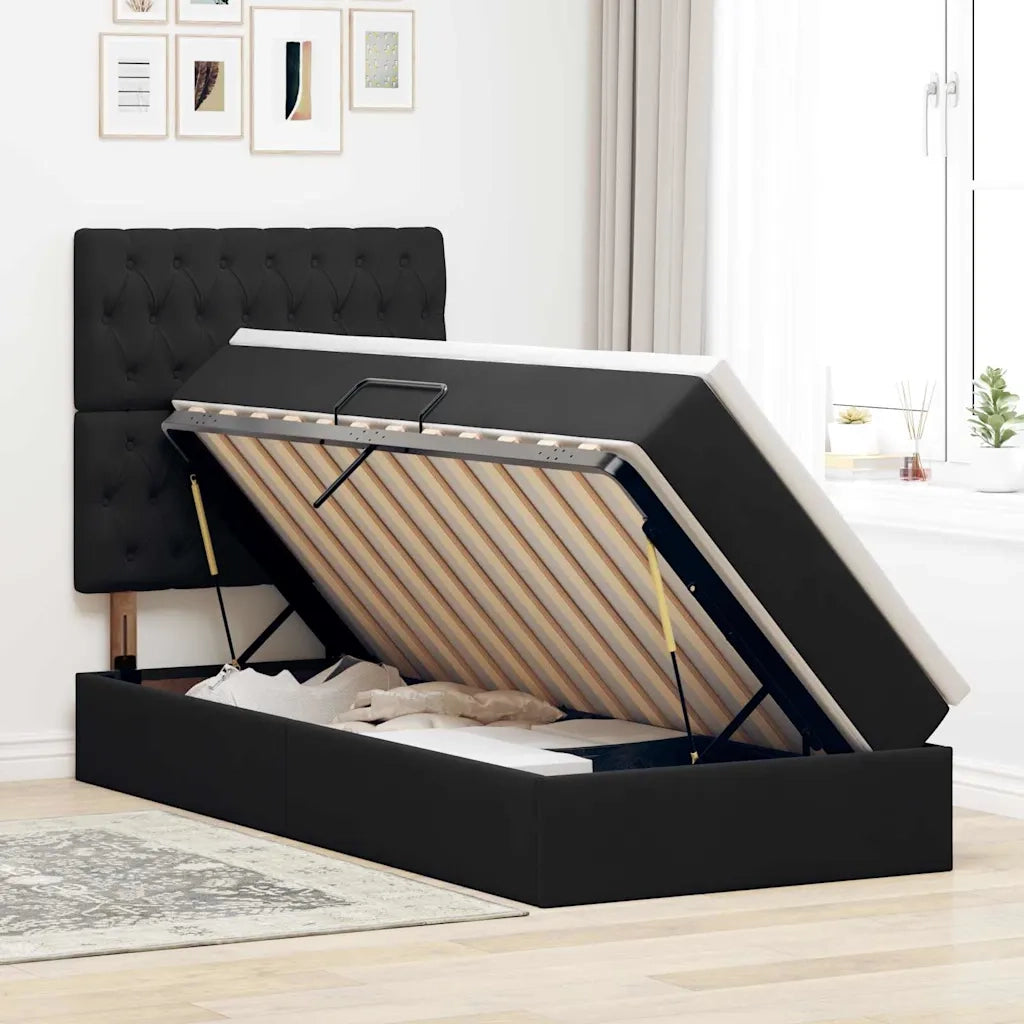 Letto con contenitore e LED con led Nero 90 x 190 cm Velluto 3372695