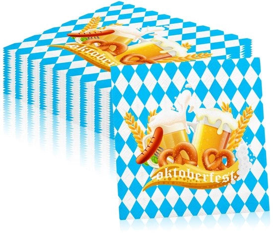 Serviette per tavola 20 pezzi - Oktoberfest - Serviette in carta - Decorazione per tavola - Blu/bianco - 33 x 33 cm - Serviette per feste