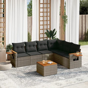 Set Divani da Giardino 7 pz con Cuscini Grigio in Polyrattan 3226851