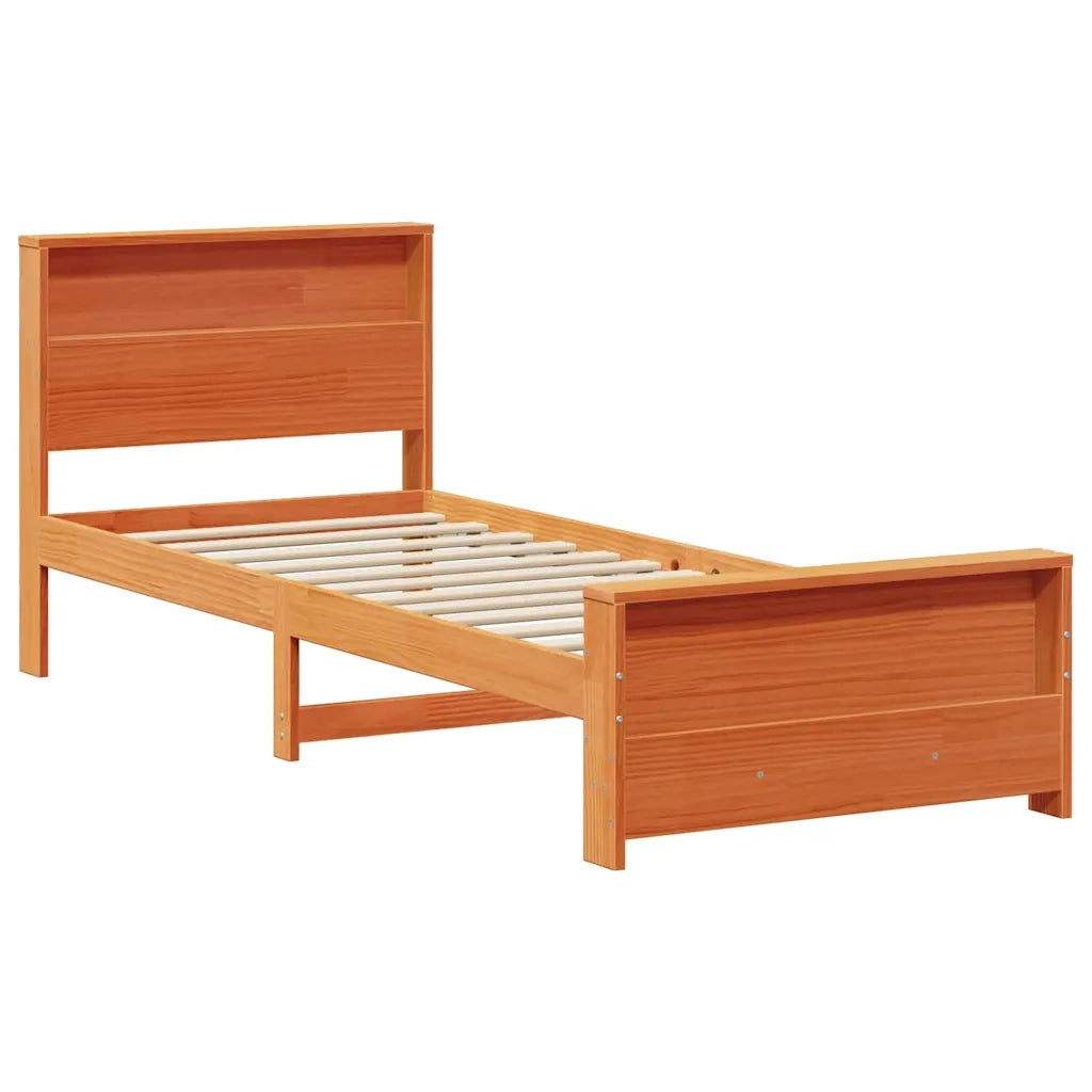 Letto singolo | Letto per adulti | Struttura del letto con testiera Marrone cerato 90 x 200 cm