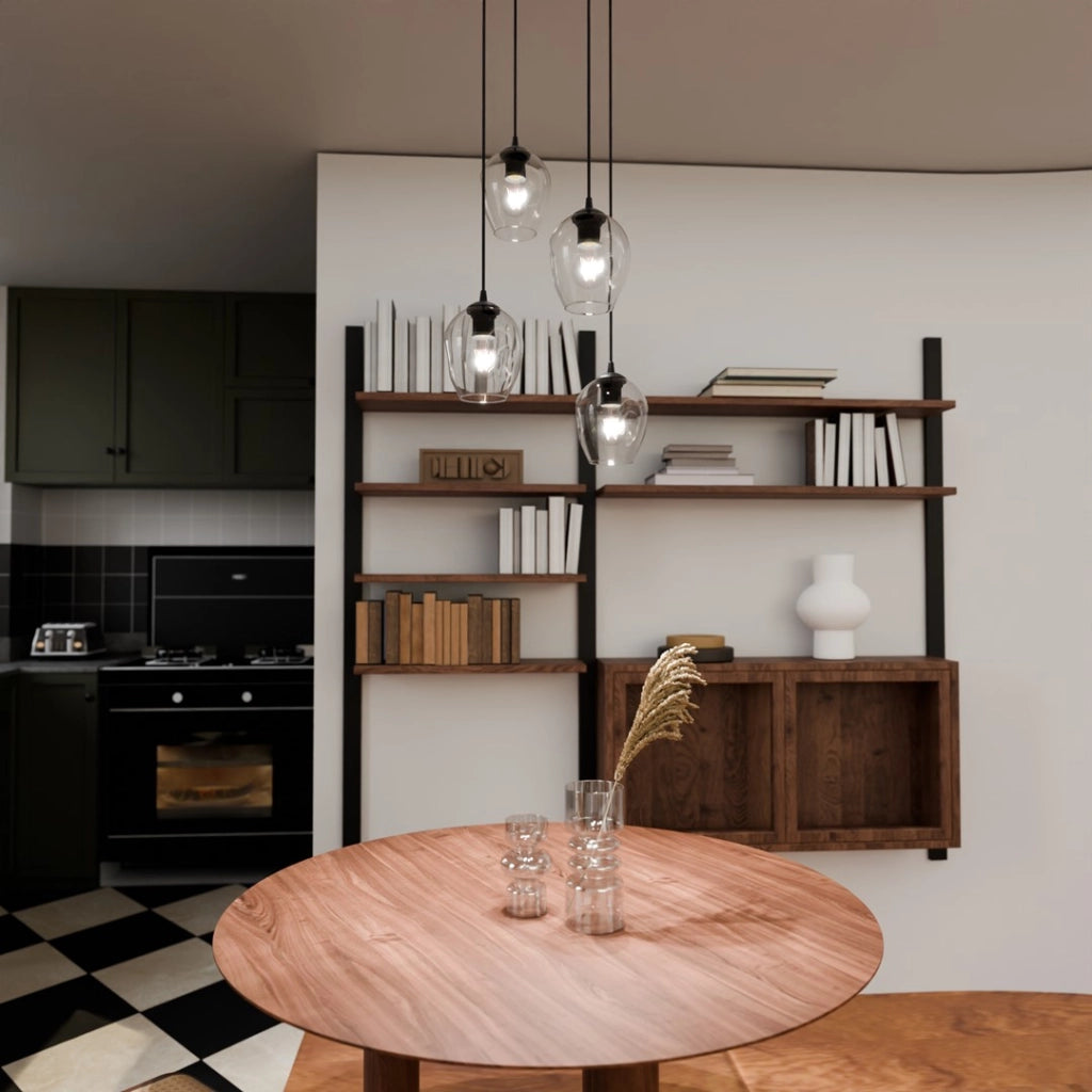 Lampadario Emibig Istar 4 vetro trasparente nero E27