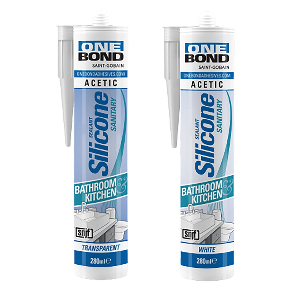SILICONE ACETICO PER SANITARI  trasparente ml 280- 12 pezzi  - ONEBOND