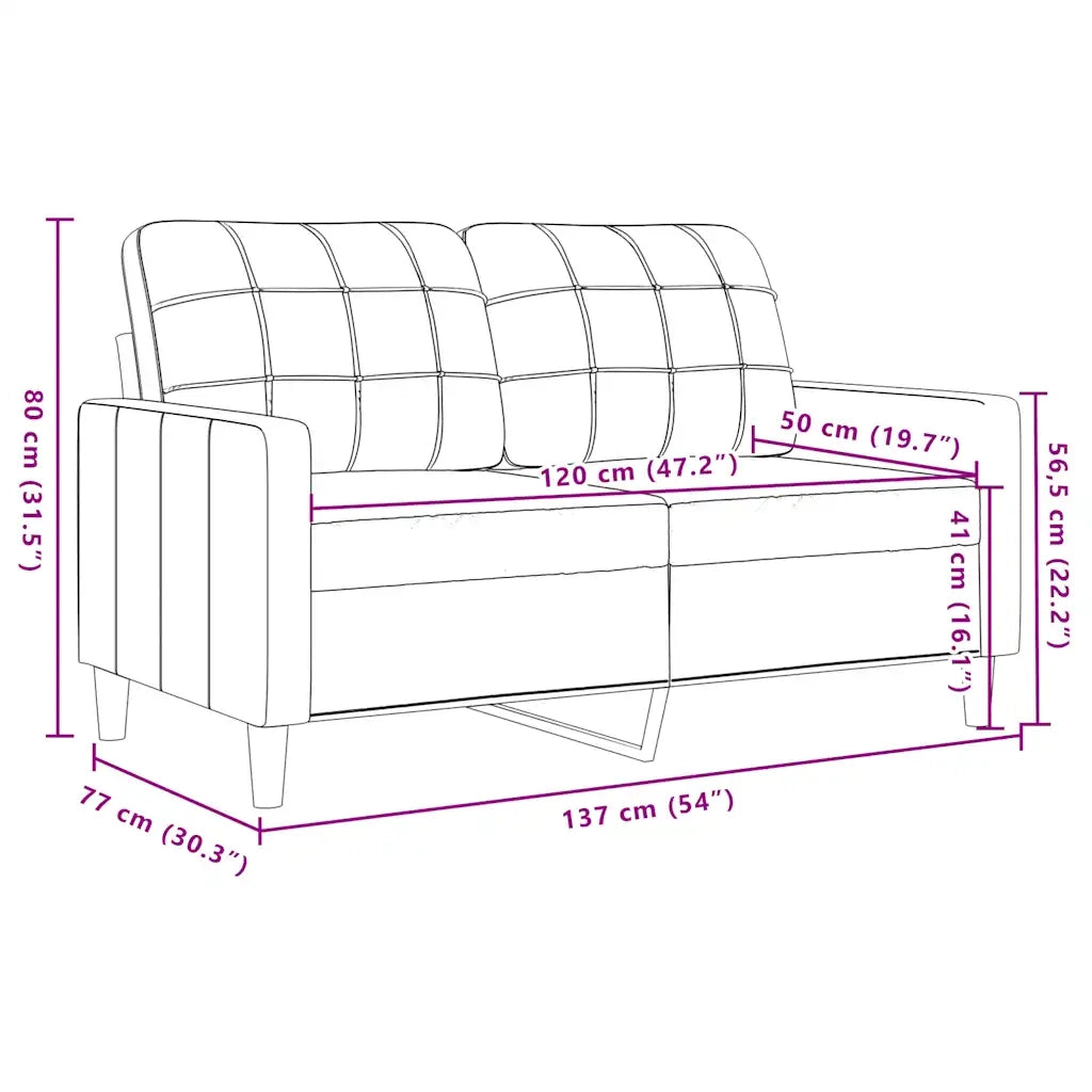 Divano a 2 Posti marrone 120 cm in Velluto 4007621